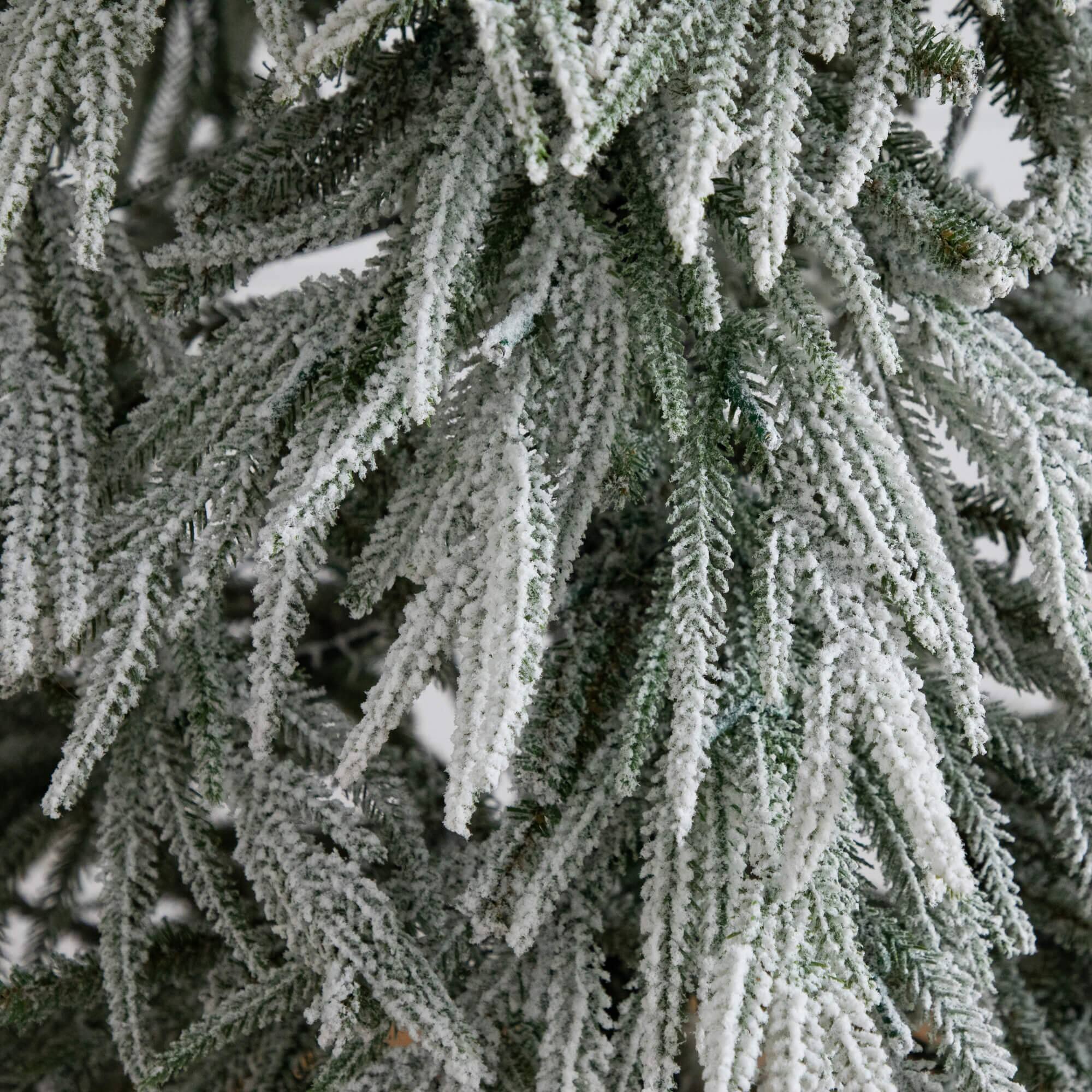 7ft. Pre-Lit Down Swept Flocked Artificial Christmas Tree, Warm White LED Lights